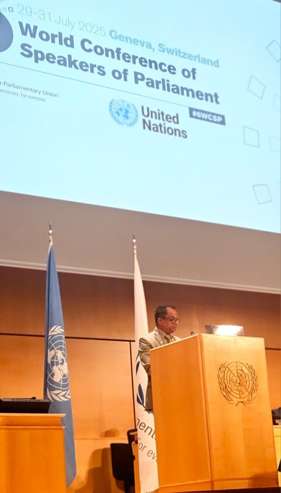 Hon. (Dr.) Jagath Wickramaratne, Speaker of Parliament of Sri Lanka addressed the Sixth World Conference of Speakers of Parliament on 30 July 2025 at the Palais des Nations, Geneva, Switzerland picture 3